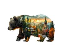 KaayeeWood Puzzle en Bois pour Adultes-150 Pièces Ours des Forêts Unique en Forme De Puzzle en Bois,Cadeaux D’Anniversaire pour Les Vacances,Décoration Intérieure