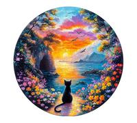 KaayeeWood Puzzle en Bois pour Adultes-200 Pièces Chaton du Crépuscule Unique en Forme De Puzzle en Bois,Cadeaux D’Anniversaire pour Les Vacances,Décoration Intérieure