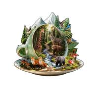KaayeeWood Puzzle en Bois pour Adultes-210 Pièces Forêt de Tasses à thé Unique en Forme De Puzzle en Bois,Cadeaux D’Anniversaire pour Les Vacances,Décoration Intérieure