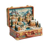 KaayeeWood Puzzle en Bois pour Adultes-260 Pièces Paysage de Valise-Noël Unique en Forme De Puzzle en Bois,Cadeaux D’Anniversaire pour Les Vacances,Décoration Intérieure