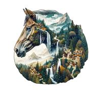 KaayeeWood Puzzle en Bois pour Adultes-260 Pièces Rivière et Cheval Unique en Forme De Puzzle en Bois,Cadeaux D’Anniversaire pour Les Vacances,Décoration Intérieure
