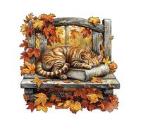 KaayeeWood Puzzle en Bois pour Adultes-290 Pièces Chat se Reposant Unique en Forme De Puzzle en Bois,Cadeaux D’Anniversaire pour Les Vacances,Décoration Intérieure