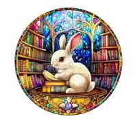 KaayeeWood Puzzle en Bois pour Adultes-300 Pièces Lapin de La Bibliothèque Unique en Forme De Puzzle en Bois,Cadeaux D’Anniversaire pour Les Vacances,Décoration Intérieure