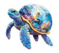 KaayeeWood Puzzle en Bois pour Adultes-Tortue Lumineuse Unique en Forme De Puzzle en Bois,Cadeaux D’Anniversaire pour Les Vacances,Décoration Intérieure (Tortue et sirène, L)
