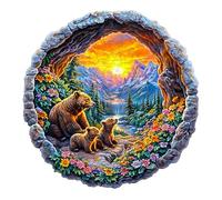 KaayeeWood Puzzles en Bois pour Adultes,200 Pièces 3D Effets Visuels Le Voyage de l'ours,Forme Unique Wooden Puzzle Animaux Bois avec Cadeaux d'anniversaire pour Adultes Et Enfants