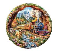 KaayeeWood Puzzles en Bois pour Adultes,285 Pièces 3D Effets Visuels Chiens et Trains,Forme Unique Wooden Puzzle Animaux Bois avec Cadeaux d'anniversaire pour Adultes Et Enfants