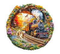KaayeeWood Puzzles en Bois pour Adultes,285 Pièces 3D Effets Visuels Course du Train,Forme Unique Wooden Puzzle Animaux Bois avec Cadeaux d'anniversaire pour Adultes Et Enfants