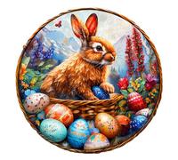 KaayeeWood Puzzles en Bois pour Adultes,285 Pièces Effets Visuels Lapin de Pâques,Forme Unique Wooden Puzzle Animaux Bois Anniversaire,Cadeaux de Pâques