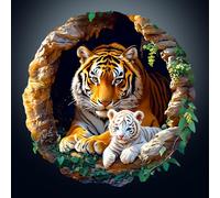 KaayeeWood Puzzles en Bois pour Adultes,290 Pièces 3D Effets Visuels Mère Tigre,Forme Unique Wooden Puzzle Animaux Bois avec Cadeaux d'anniversaire pour Adultes Et Enfants