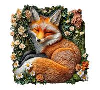 KaayeeWood Puzzles en Bois pour Adultes,290 Pièces 3D Effets Visuels Renard dans l'herbe,Forme Unique Wooden Puzzle Animaux Bois avec Cadeaux d'anniversaire pour Adultes Et Enfants