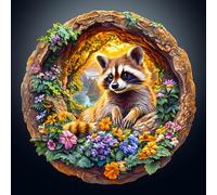 KaayeeWood Puzzles en Bois pour Adultes,295 Pièces 3D Effets Visuels Raton Laveur en Vacances,Forme Unique Wooden Puzzle Animaux Bois avec Cadeaux d'anniversaire pour Adultes Et Enfants