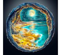 KaayeeWood Puzzles en Bois pour Adultes,295 Pièces3D Effets Visuels Moonlight Plage,Forme Unique Wooden Puzzle Animaux Bois avec Cadeaux d'anniversaire pour Adultes Et Enfants