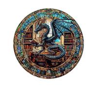 KaayeeWood Puzzles en Bois pour Adultes,300 Pièce 3D Effets Visuels La Bibliothèque du Dragon,Forme Unique Wooden Puzzle Animaux Bois avec Cadeaux d'anniversaire pour Adultes Et Enfants