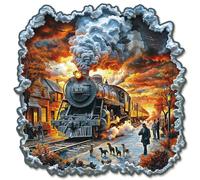 KaayeeWood Puzzles en Bois pour Adultes,354 Pièces 3D Effets Visuels Train à Vapeur Rétro,Forme Unique Wooden Puzzle Animaux Bois avec Cadeaux d'anniversaire pour Adultes Et Enfants