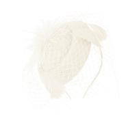KABAKE Chapeau bibi avec voile floral et plume - Pince à cheveux - Pour cocktail, thé, mariage, mariage, ecru, Taille unique