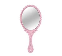 KABAKE Miroir à main avec poignée, petit paquet de voyage, miroir compact, style vintage, miroir décoratif pour maquillage et cosmétiques pour filles et femmes (Rose)