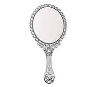 KABAKE Miroir de poche, miroir portatif avec poignée, petit paquet de voyage, miroirs compacts, miroir de maquillage décoratif vintage pour filles et femmes, argenté