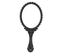 KABAKE Miroir de poche, miroir portatif avec poignée, petit paquet de voyage, miroirs compacts, miroir de maquillage décoratif vintage pour filles et femmes, noir