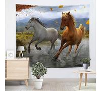 KABAKE Tapisserie murale cheval courant, cheval palomino avec longs cheveux blonds et queue d'animaux sauvages puissants à suspendre au mur pour chambre à coucher, salon, dortoir (cheval #10)