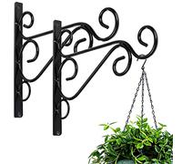 KABB Lot de 2 crochets muraux d'extérieur en fer noir pour mangeoire à oiseaux, carillon éolien, avec vis