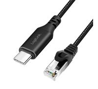 LogiLink Câble adaptateur CU0414 USB-C (USB 3.2 Gen 1) vers RJ45 Cat6 S/FTP 5 m Noir gaine textile