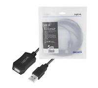 LogiLink - Rallonge de câble USB - USB (M) pour USB (F) - USB 2.0 - 5 m - actif - noir