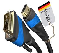 KabelDirekt - 2x Adaptateur HDMI DVI avec protection contre interférences signal A.I.S. - 1m (câble moniteur bidirectionnel DVI-D 24+1/HDMI, connecte dispositif HDMI à moniteur DVI, Full HD/1080p)