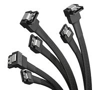 KabelDirekt - 3 câbles SATA-3 6 Gb/s - 30 cm, coudé à 90° (câble de données, 6 Gbit/s, SATA-III/Serial-ATA, connecteurs type L, lot de 3, pour relier disques durs/SSD/lecteurs à la carte-mère, noir)