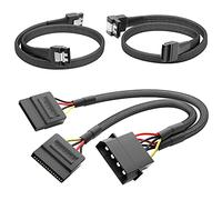 KabelDirekt - 30cm câble d’Alimentation Molex 4 Broches vers 2X SATA 15 Broches + 60cm câble de données 6 Gbit/s 7pin coudé 90° + 60cm 6 Gbit/s 7pin