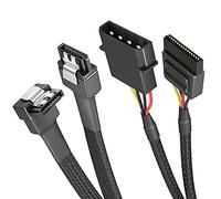 KabelDirekt - 30cm câble d’Alimentation Molex 4 Broches vers SATA 15 Broches + 60cm câble de données SATA 3 6 Gbit/s 7pin coudé 90°