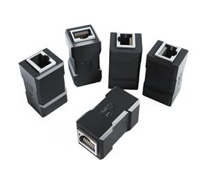 KabelDirekt - 5 coupleurs LAN - Adaptateurs Ethernet & connecteurs réseau (Deux Prises RJ45, Permet de Relier et Prolonger Simplement des câbles Patch, Cat 7 pour Un débit Jusqu’à 10 Gbit/s, Noir)