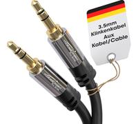 KabelDirekt - 7,5 m - Câble AUX & jack 3,5 mm (câble audio stéréo, enveloppe métallique quasi-indestructible, pour smartphones/tablettes, ordinateurs portables, autoradios, lecteurs MP3, etc., noir)