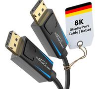 KabelDirekt - 8K Câble DisplayPort (DP sur DP) - 1.5m - (32,4 Gbit/s, résolution UHD avec 8 K / 60 Hz ou 4 K / 120 Hz, HBR3, DSC, HDR 10, connecteur avec Verrouillage, Noir) - Top Series