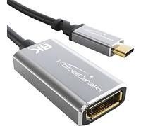 KabelDirekt - Adaptateur 8K USB-C vers DisplayPort 1.4 avec boîtier tout métal incassable (8K/60Hz, USB 3.1, type C, Thunderbolt 3, 15 cm)