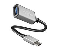 KabelDirekt - Adaptateur OTG - 0,15m - (USB A 3.0 sur connecteur USB C, Convient pour de disques durs, lecteurs de Cartes, clés de mémoire, Souris, claviers, Noir/Space Grey) -
