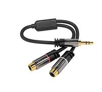 KabelDirekt - 0,2m 3,5mm Adapteur (3,5mm mâle, 2X Cinch/RCA Femelles)
