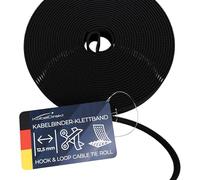 KabelDirekt - Attaches de câble - 15 m × 12,5 mm - librement découpables, réutilisables (rouleau pour couper, refermable, connecte les câbles et bien plus encore, noir)