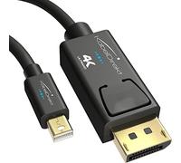 KabelDirekt - Câble 4K Mini DisplayPort vers DisplayPort (Mini-DP vers DP) - 1m - avec blindage spécial A.I.S. dans le connecteur, Thunderbolt 1 & 2 pour PC, Laptop & Mac