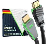 KabelDirekt - Câble 8K HDMI 2.1, édition certifiée Gamer - 2 m (8K@60Hz, Ultra High Speed/48G pour 10K, 8K ou 144 Hz ultra rapide en 4K, optimal pour PS5/Xbox et Gaming PC, moniteur/TV, gris)