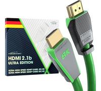 KabelDirekt - Câble 8K HDMI 2.1, édition certifiée Gamer - 2m (8K@60Hz, Ultra High Speed/48G pour 10K, 8K ou 144 Hz ultra rapide en 4K, optimal pour PS5/Xbox et Gaming PC, moniteur/TV, vert)