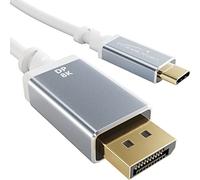 KabelDirekt - Câble Adaptateur 8K USB C vers DisplayPort 1.4, connecteurs métalliques incassables - 2m (transfère 8K/60Hz, laptops/Smartphone vers Les écrans - DP 1.4, USB 3.1, Thunderbolt 3, Blanc)