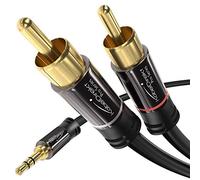 KabelDirekt - 2m - Câble adaptateur RCA/3,5mm vers 2 mâles (câble audio splitter Y, pour connecter les smartphones/ordinateurs portables et autres équipements aux systèmes Hi-Fi/hauts-parleurs)