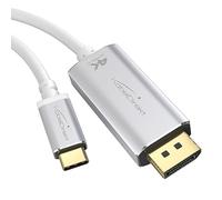 KabelDirekt - Câble Adaptateur USB C vers DisplayPort, connecteurs métalliques incassables - 2m (Vidéo 4K/60 Hz, des laptops/Smartphones vers Les écrans - DP, USB 3.1, Type C, Thunderbolt 3, Blanc)