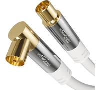 KabelDirekt - Câble Antenne TV 4K - 12,5m, fiche droite, blanc, 90°