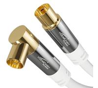 KabelDirekt - Câble Antenne TV 4K - 15m, 90°/droit, blanc