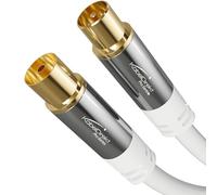KabelDirekt - Câble Antenne TV 4K, Coaxial - 1m - Câble TV numérique et analogique, connecteurs métalliques - Disponible en 0,5-20m (Fiche à prise, pour DVB-C/DVB-T/DVB-S, blanc)