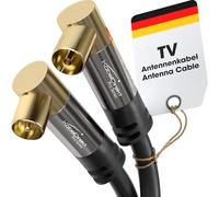 KabelDirekt - Câble Antenne TV 4K, Coaxial 90° coudé - 10m - Câble TV numérique et analogique - Disponible en 0,5-20m (Fiche coudée/Prise coudée, pour DVB-C/DVB-T/DVB-S, Noir)