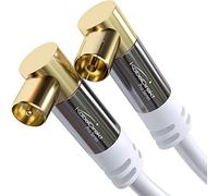 KabelDirekt - Câble Antenne TV 4K, Coaxial 90° coudé - 20m - Câble TV numérique et analogique - Disponible en 0,5-20m (Fiche coudée/Prise coudée, pour DVB-C/DVB-T/DVB-S, Blanc)