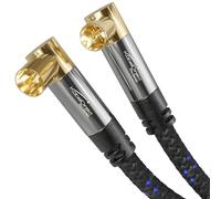KabelDirekt - Cable antenne TV, 4K câble TV coudé à 90° - 1,5 m - tressé cable coaxial tv coudé avec fiche métallique incassable pour la télévision numérique et analogique (2x Coudé à 90° Connecteur)