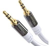 KabelDirekt - Câble Jack, Prise Jack 3,5mm - 3m - Connecteurs métalliques - Disponible en 0,3-10m (Câble audio, 3.5mm pour smartphone, PC/ordinateur portable, voiture, HiFi, blanc)